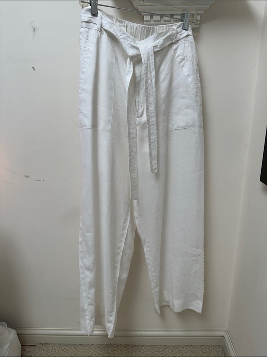 Cynthia Rowley Pants - Cynthia Rowley Bright White Wide-Leg Tie-Belt Pants